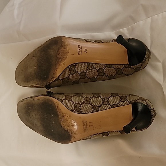 GUCCI VINTAGE 💯 AUTHENTHIC CLOTH HEEL SIZE 7B PRE-OWNED VERY GOOD COND - Picture 4 of 13
